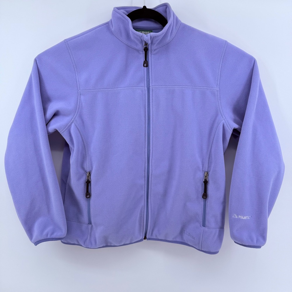 LL Bean Womens Polartec‎ Fleece Full Zip Jacket Purple Medium Weather Channel